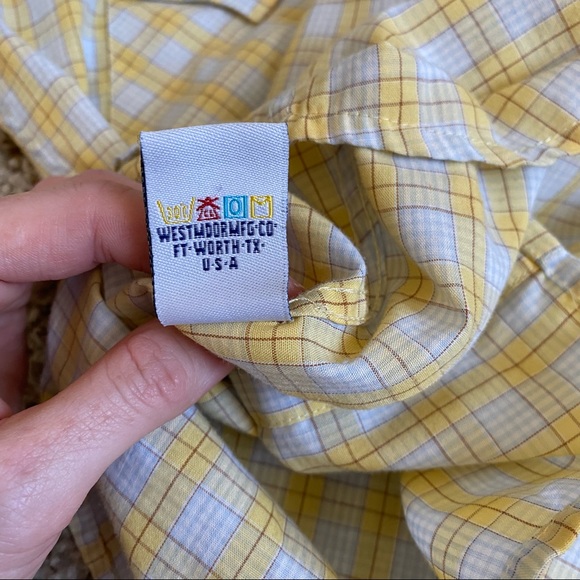 Panhandle Slim Retro Pearl Snap Button Down Yellow Plaid Vintage Shirt - Picture 12 of 12